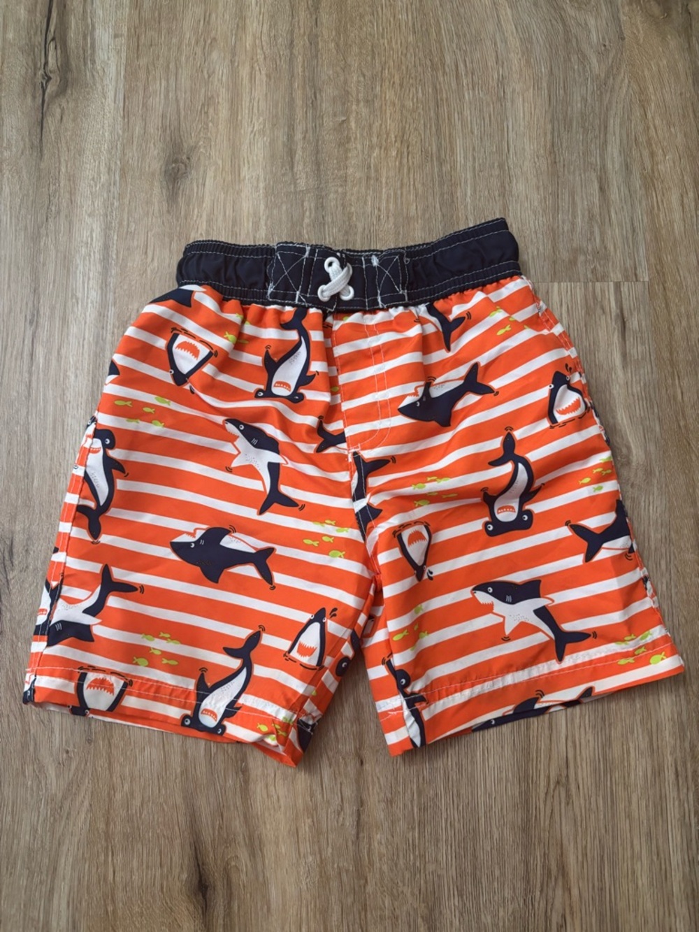 Wippette Orange & Navy Blue Shark Stripe Swim Shorts